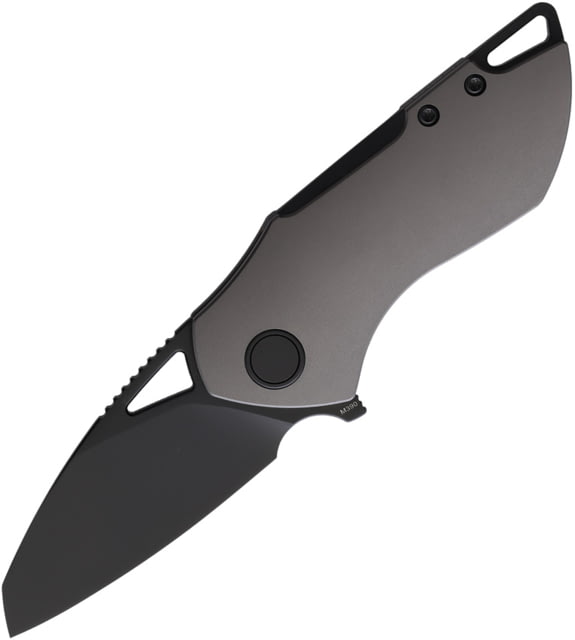 Grissom Knife & Tool Riverstone Black/Gray Folding Knife 4in Closed 2.75in Black PVD Bohler M390 Blade Gray DLC Titanium Handle Nylon Sheath - Grissom Knife & Tool