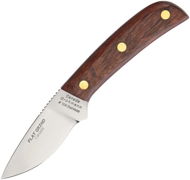 Grohmann Mini Skinner Fixed Blade Knife 2.75in Brown Wood Handle - Grohmann
