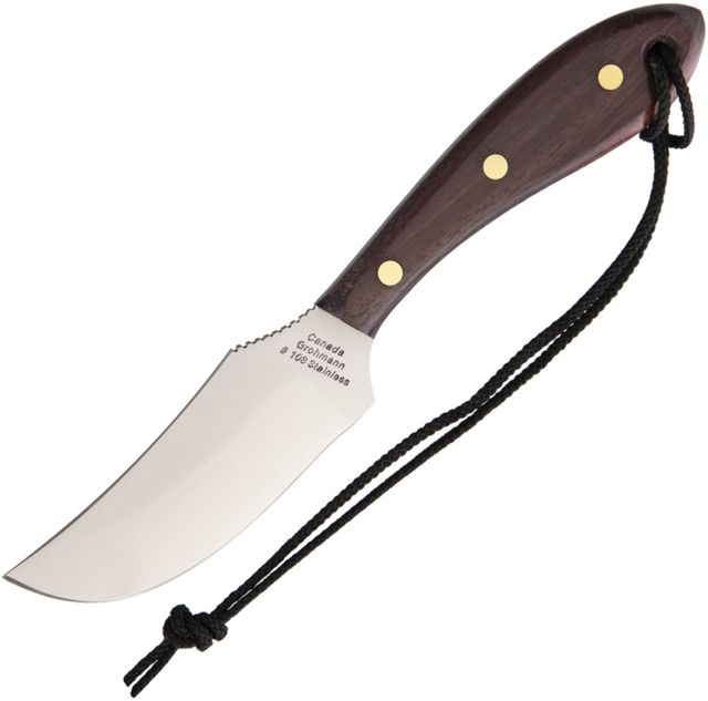 Grohmann Short Blade Skinner Fixed Blade Knife 3.75in Brown Wood Handle - Grohmann