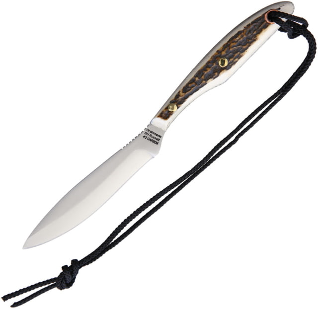 Grohmann Trout and Bird Knife Stag Car 3.88" satin finish carbon steel blade Stag bone handle - Grohmann