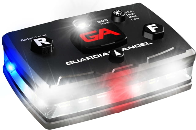 Guardian Angel Elite Series Wearable Safety Light Black Casing White Front White Rear White Top Light Red Work Light - Guardian Angel