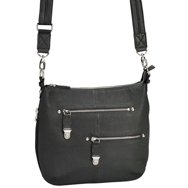 Gun Tote'n Mamas Concealed Carry Chrome Zip Handbag Black - Gun Tote'n Mamas