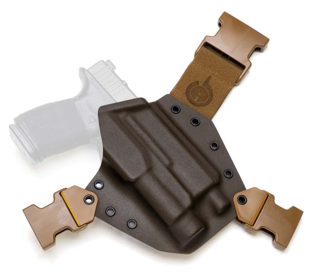 GunfightersINC Kenai Light Bearing Chest Holster Glock 17 Tlr-1 MAS Grey/ Coyote Coyote Harness Left Hand - Gunfightersinc