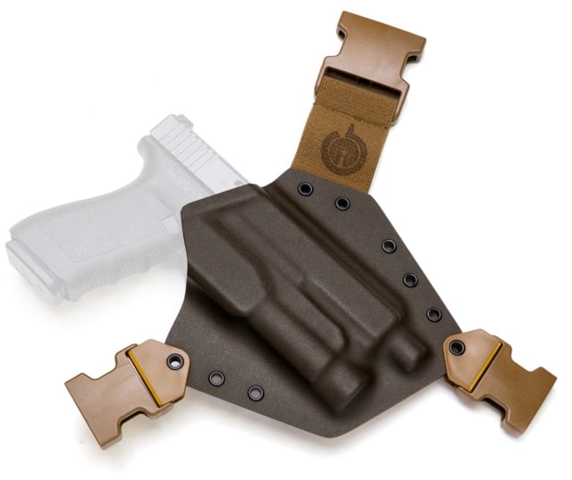 GunfightersINC Kenai Light Bearing Chest Holster Glock 20 Tlr-1 MAS Grey/ Coyote Coyote Harness Right Hand - Gunfightersinc