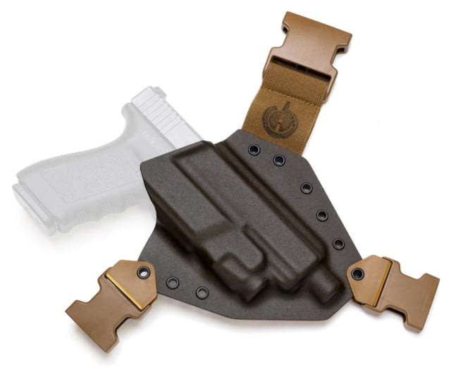 GunfightersINC Kenai Light Bearing Chest Holster Glock 20 Tlr-7A MAS Grey/ Coyote Coyote Harness Right Hand - Gunfightersinc