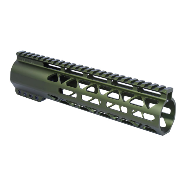 Guntec USA 10in AIR-LOK Series M-LOK Compression Free Floating Handguard With Monolithic Top Rail .308 Cal Anodized Green - Guntec Usa