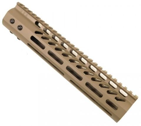 Guntec USA Ultra Lightweight Thin M-Lok Free Floating Handguard w/Monolithic Top Rail 10in Cerakote Flat Dark Earth - Guntec Usa