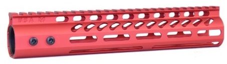 Guntec USA Ultra Lightweight Thin M-Lok Free Floating Handguard w/Monolithic Top Rail 10in Red - Guntec Usa