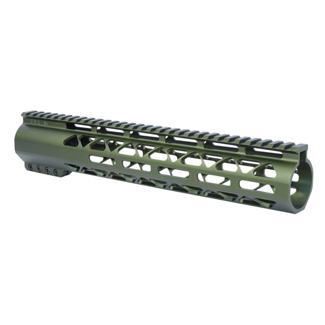 Guntec USA 12in AIR-LOK Series M-LOK Compression Free Floating Handguard With Monolithic Top Rail .308 Cal Anodized Green - Guntec Usa