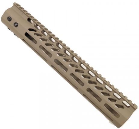 Guntec USA Ultra Lightweight Thin M-Lok Free Floating Handguard w/Monolithic Top Rail 12in Cerakote Flat Dark Earth - Guntec Usa
