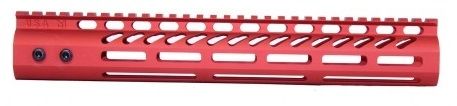 Guntec USA Ultra Lightweight Thin M-Lok Free Floating Handguard w/Monolithic Top Rail 12in Red - Guntec Usa
