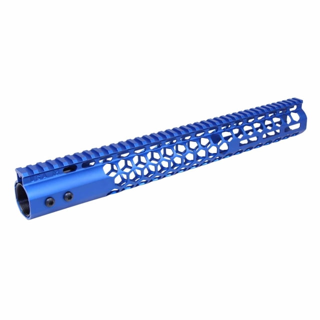 Guntec USA 15in Air Lite Series Honeycomb M-Lok Free Floating Handguard w/ Monolithic Top Rail Anodized Blue - Guntec Usa