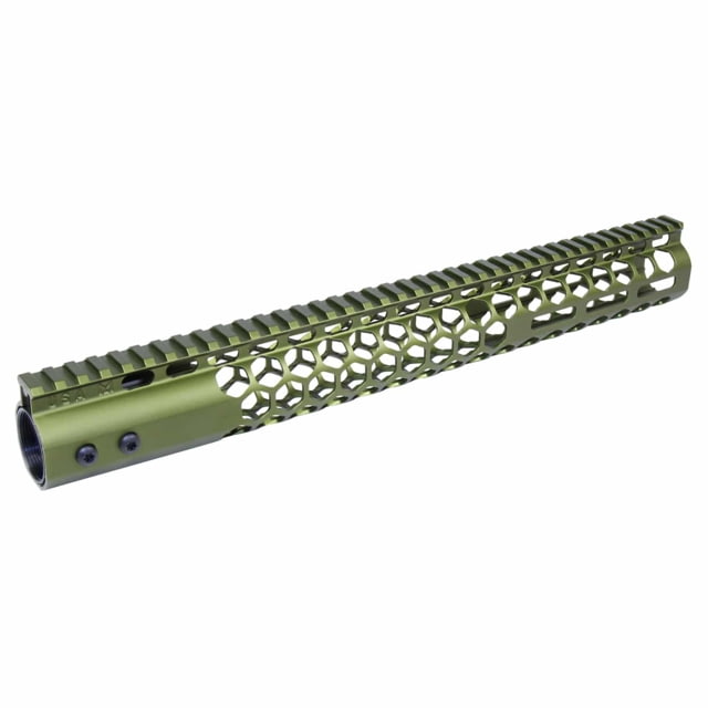 Guntec USA 15in Air Lite Series Honeycomb M-Lok Free Floating Handguard w/ Monolithic Top Rail Anodized Green - Guntec Usa