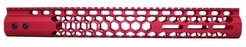 Guntec USA Air Lite Honeycomb M-Lok Free Floating Handguard w/Monolithic Top Rail 15in Red - Guntec Usa