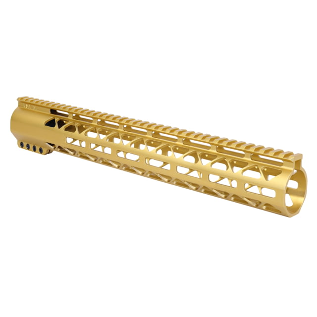 Guntec USA 15in AIR-LOK Series M-LOK Compression Free Floating Handguard With Monolithic Top Rail .308 Cal Anodized Gold - Guntec Usa