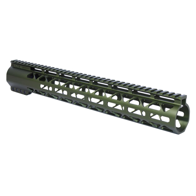 Guntec USA 15in AIR-LOK Series M-LOK Compression Free Floating Handguard With Monolithic Top Rail .308 Cal Anodized Green - Guntec Usa