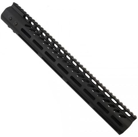 Guntec USA Ultra Lightweight Thin M-Lok Free Floating Handguard w/Monolithic Top Rail .308 Cal 15in Black - Guntec Usa