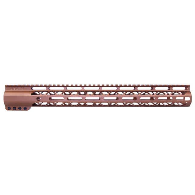Guntec USA 16.5in AIR-LOK Series M-LOK Compression Free Floating Handguard w/ Monolithic Top Rail Anodized Bronze - Guntec Usa