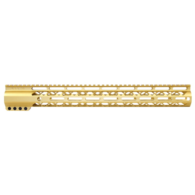 Guntec USA 16.5in AIR-LOK Series M-LOK Compression Free Floating Handguard w/ Monolithic Top Rail Anodized Gold - Guntec Usa