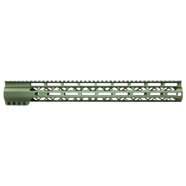 Guntec USA 16.5in AIR-LOK Series M-LOK Compression Free Floating Handguard w/ Monolithic Top Rail Anodized Green - Guntec Usa
