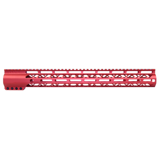 Guntec USA 16.5in AIR-LOK Series M-LOK Compression Free Floating Handguard w/ Monolithic Top Rail Anodized Red - Guntec Usa