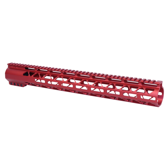 Guntec USA 16.5in AIR-LOK Series M-LOK Compression Free Floating Handguard With Monolithic Top Rail .308 Cal Anodized Red - Guntec Usa