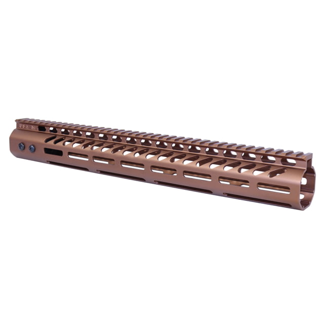 Guntec USA .308 Caliber Ultra Lightweight Thin M-LOK System Free Floating Handguard w/Monolithic Top Rail 15in Anodized Bronze - Guntec Usa
