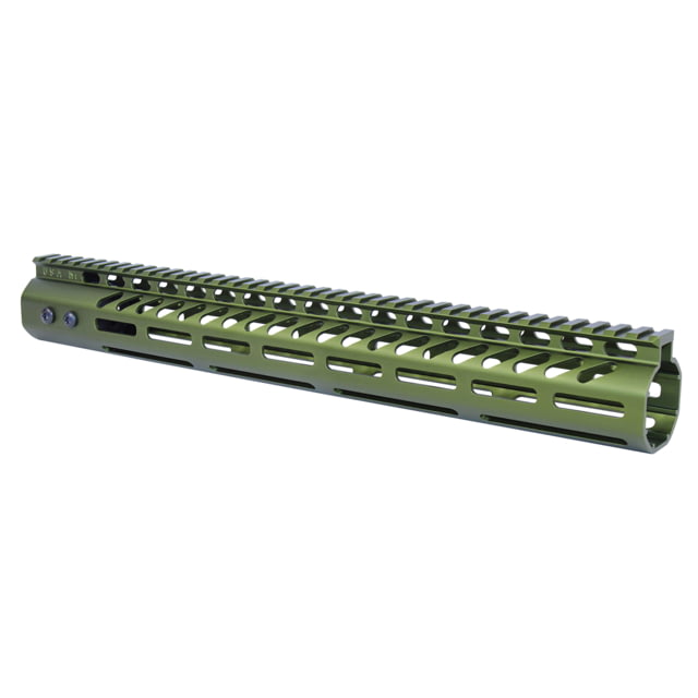 Guntec USA .308 Caliber Ultra Lightweight Thin M-LOK System Free Floating Handguard w/Monolithic Top Rail 15in Anodized Green - Guntec Usa