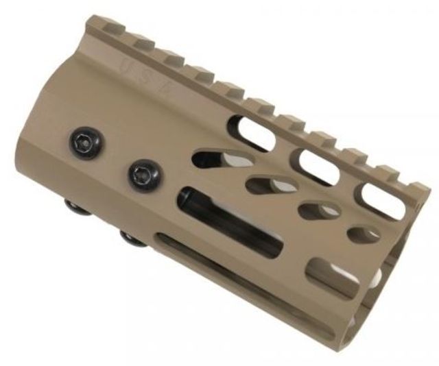 Guntec USA Ultra Lightweight Thin M-Lok Free Floating Handguard w/Monolithic Top Rail 4in Cerakote Flat Dark Earth - Guntec Usa