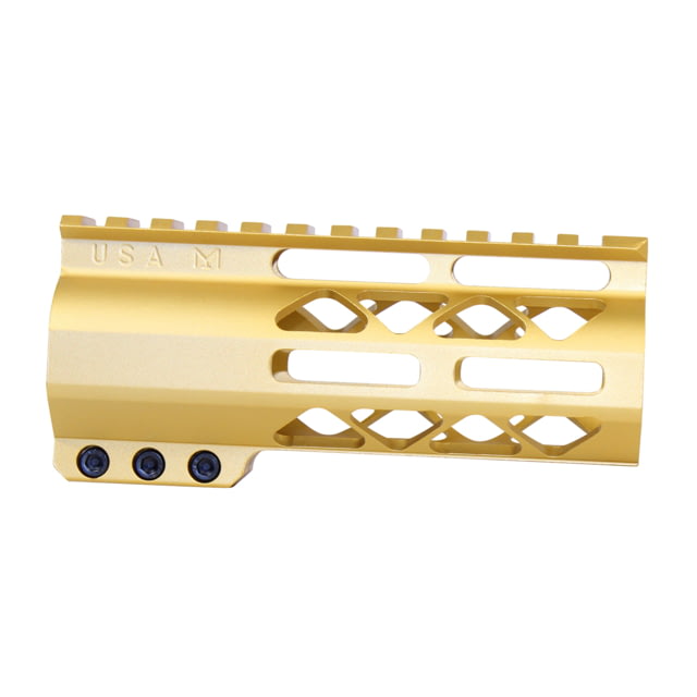 Guntec USA 5'' AIR-LOK Series M-LOK Compression Free Floating Handguard w/ Monolithic Top Rail Anodized Gold - Guntec Usa