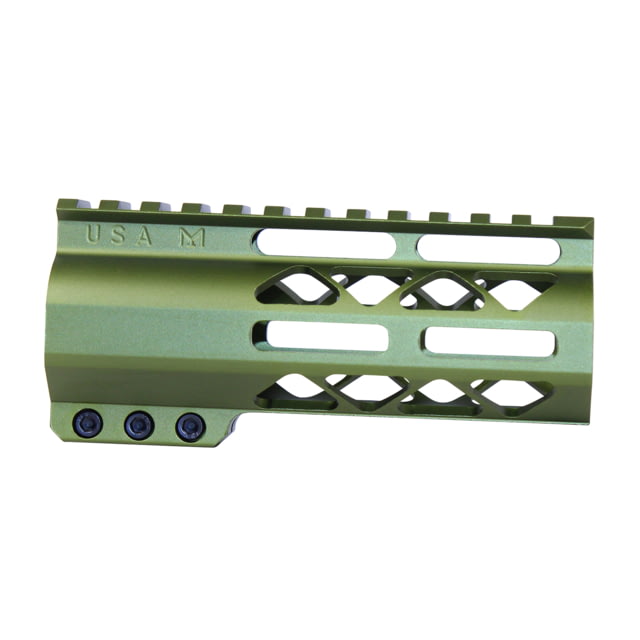 Guntec USA 5'' AIR-LOK Series M-LOK Compression Free Floating Handguard w/ Monolithic Top Rail Anodized Green - Guntec Usa