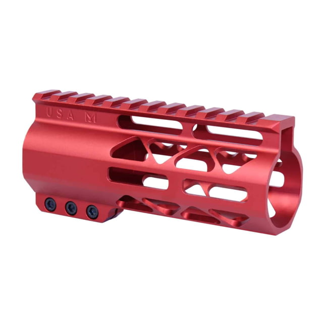 Guntec USA 5'' AIR-LOK Series M-LOK Compression Free Floating Handguard w/ Monolithic Top Rail Anodized Red - Guntec Usa
