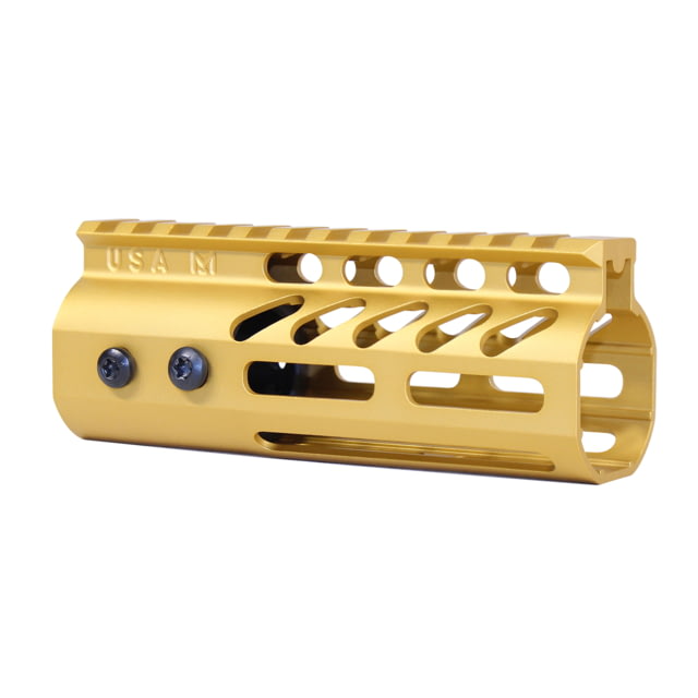 Guntec USA 5'' Ultra Lightweight Thin M-LOK Free Floating Handguard w/ Monolithic Top Rail Anodized Gold - Guntec Usa