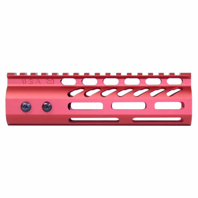 Guntec USA 6.75'' ULtra Lightweight Thin M-LOK Free Floating Handguard w/ Monolithic Top Rail Anodized Red - Guntec Usa