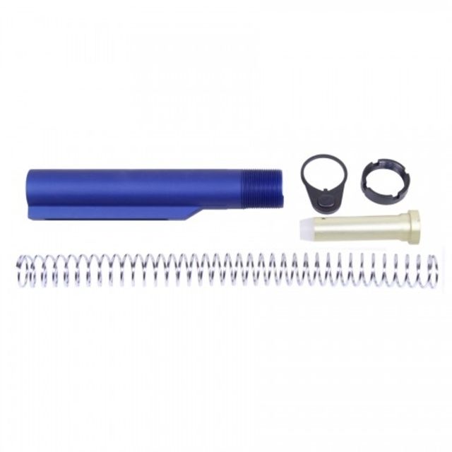 Guntec USA AR-15 Mil-Spec Buffer Tube Set 6-position CAR Buffer/Spring/End Plate/Castle Nut Anodized Blue - Guntec Usa