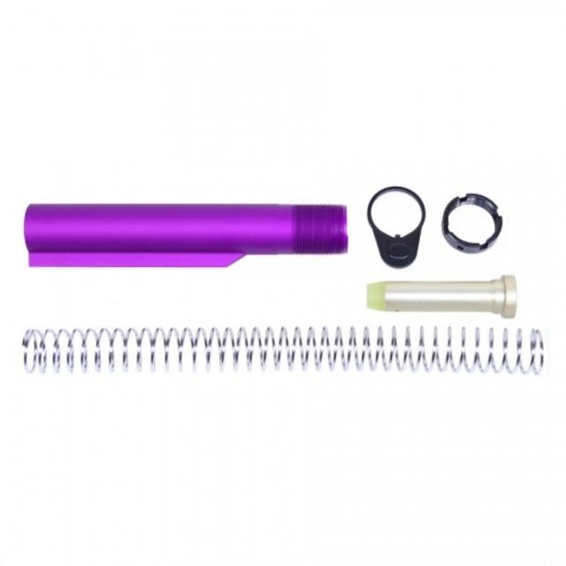 Guntec USA AR-15 Mil-Spec Buffer Tube Set 6-position CAR Buffer/Spring/End Plate/Castle Nut Purple - Guntec Usa