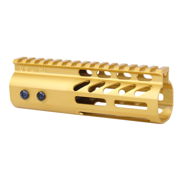Guntec USA 6'' Ultra Lightweight Thin M-LOK Free Floating Handguard w/ Monolithic Top Rail Anodized Gold - Guntec Usa