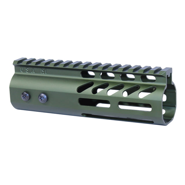 Guntec USA 6'' Ultra Lightweight Thin M-LOK Free Floating Handguard w/ Monolithic Top Rail Anodized Green - Guntec Usa