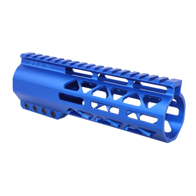 Guntec USA 7in .308 Caliber AIR-LOK Series M-LOK Compression Free Floating Handguard With Monolithic Top Rail Anodized Blue - Guntec Usa