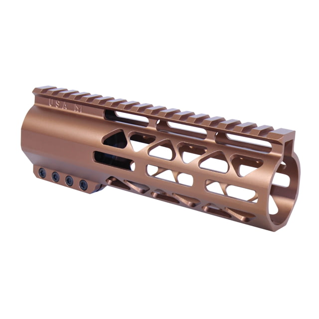Guntec USA 7in .308 Caliber AIR-LOK Series M-LOK Compression Free Floating Handguard With Monolithic Top Rail Anodized Bronze