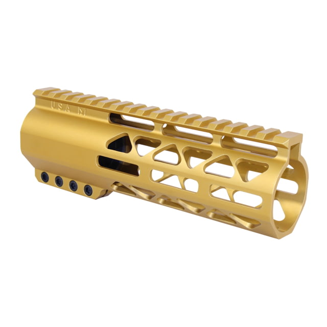 Guntec USA 7in .308 Caliber AIR-LOK Series M-LOK Compression Free Floating Handguard With Monolithic Top Rail Anodized Gold - Guntec Usa