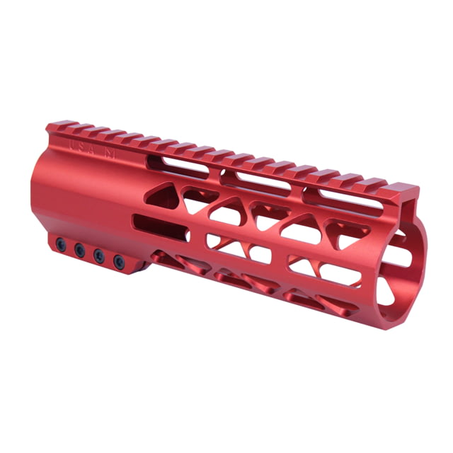 Guntec USA 7in .308 Caliber AIR-LOK Series M-LOK Compression Free Floating Handguard With Monolithic Top Rail Anodized Red - Guntec Usa