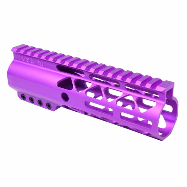 Guntec USA 7in Air-Lok Series M-Lok Compression Free Floating Handguard w/ Monolithic Top Rail Anodized Purple - Guntec Usa