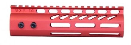 Guntec USA Ultra Lightweight Thin M-Lok Free Floating Handguard w/Monolithic Top Rail 7in Red - Guntec Usa