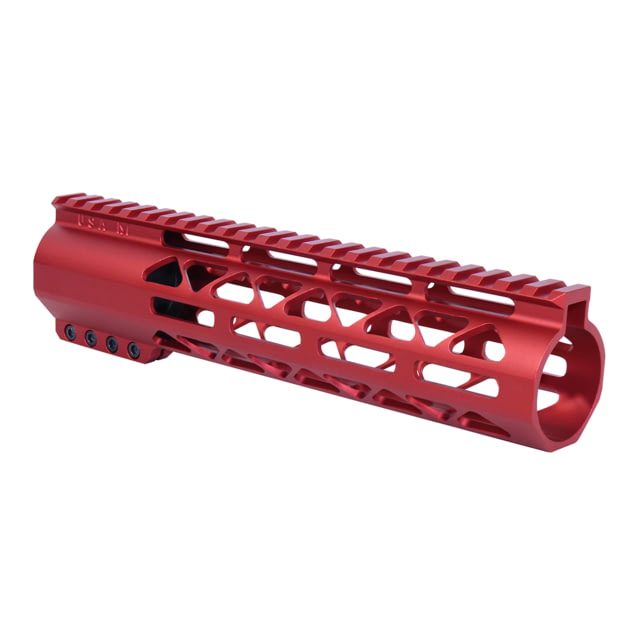 Guntec USA 9in .308 Caliber AIR-LOK Series M-LOK Compression Free Floating Handguard With Monolithic Top Rail Anodized Red - Guntec Usa