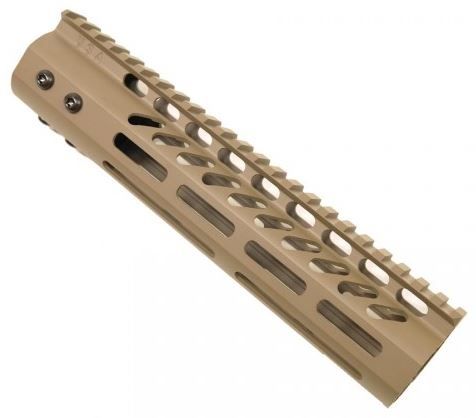 Guntec USA Ultra Lightweight Thin M-Lok Free Floating Handguard w/Monolithic Top Rail 9in Cerakote Flat Dark Earth - Guntec Usa