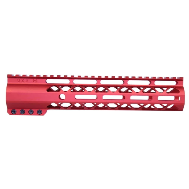 Guntec USA AirLok Series M-LOK Compression Free Floating Handguard w/Monolithic Top Rail 10in Red - Guntec Usa