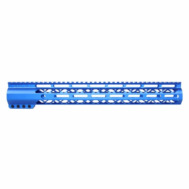 Guntec USA AirLok Series M-LOK Compression Free Floating Handguard w/Monolithic Top Rail 15in Blue
