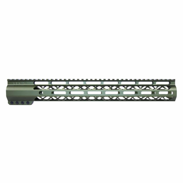 Guntec USA AirLok Series M-LOK Compression Free Floating Handguard w/Monolithic Top Rail 15in Green - Guntec Usa
