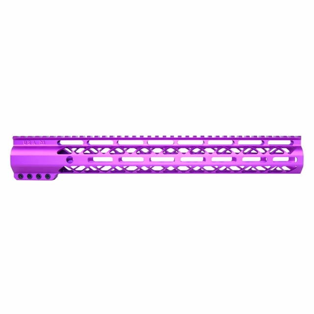 Guntec USA AirLok Series M-LOK Compression Free Floating Handguard w/Monolithic Top Rail 15in Purple - Guntec Usa